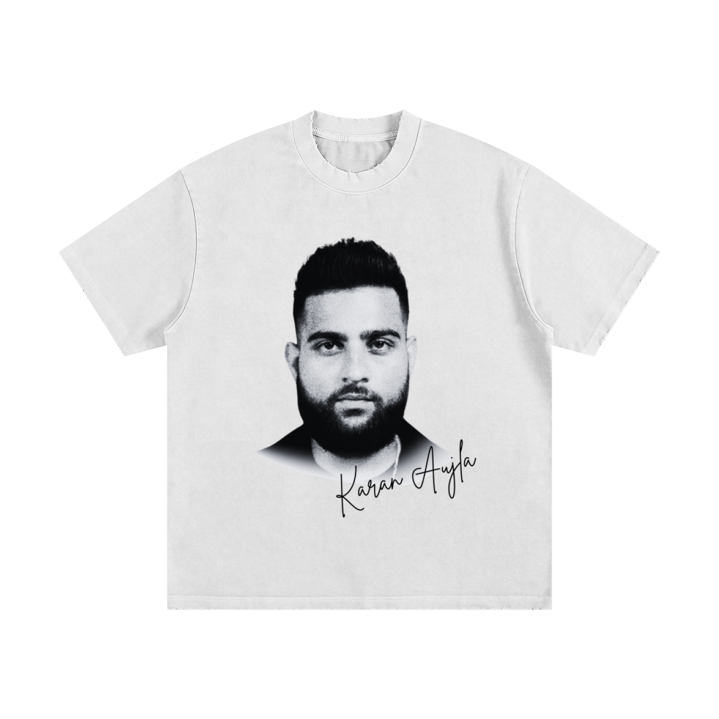 Karan Aujla Essential Vintage Washed Frayed T-Shirt