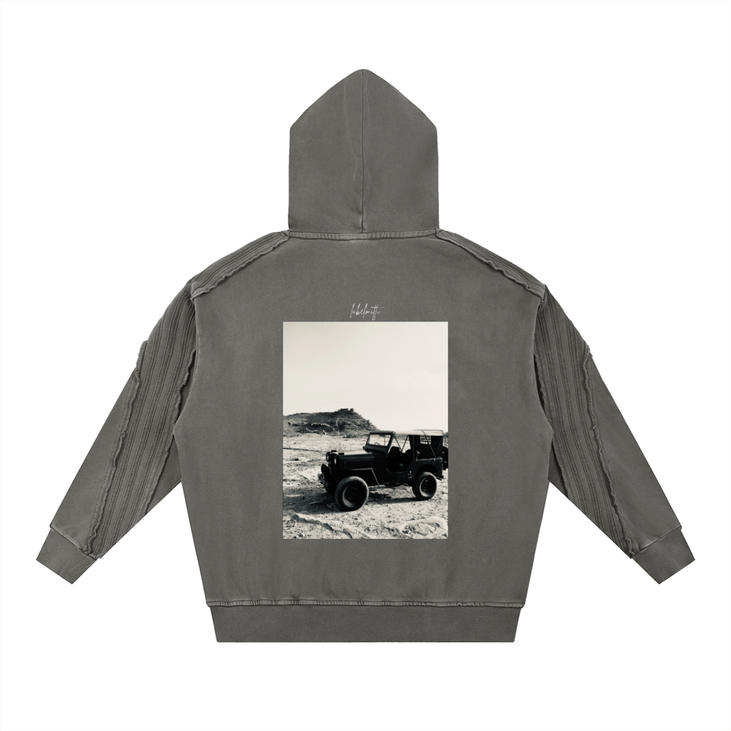 Safar Washed Tape Raw Edge Hoodie