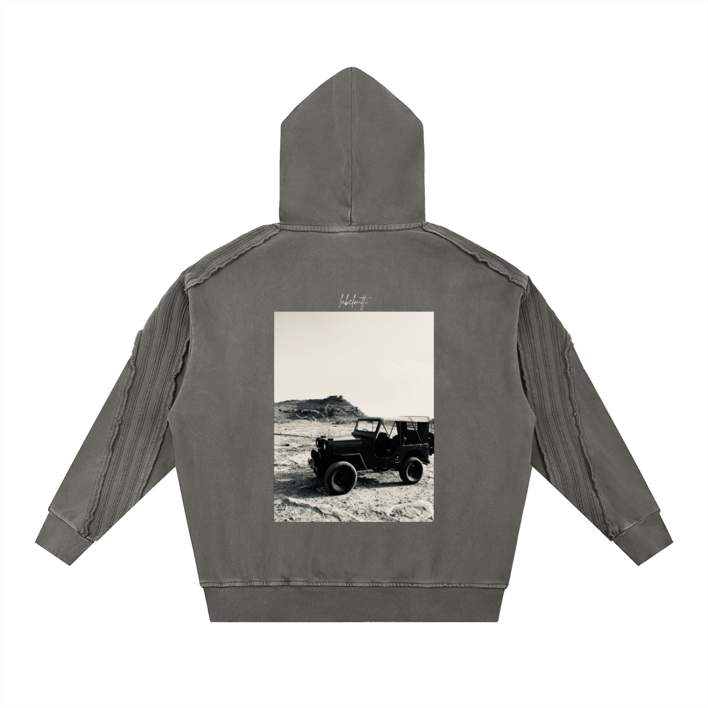 Safar Washed Tape Raw Edge Hoodie