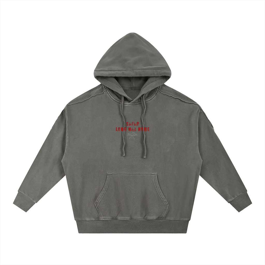 Safar Washed Tape Raw Edge Hoodie