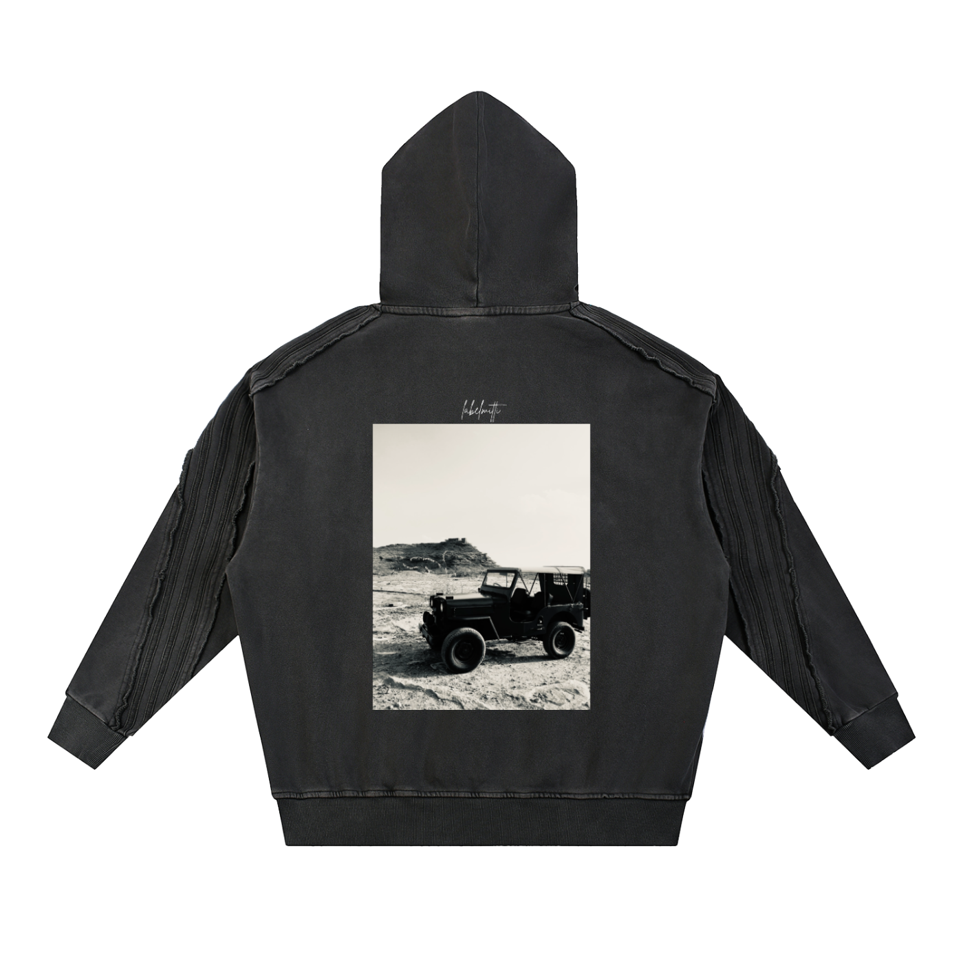 Safar Washed Tape Raw Edge Hoodie