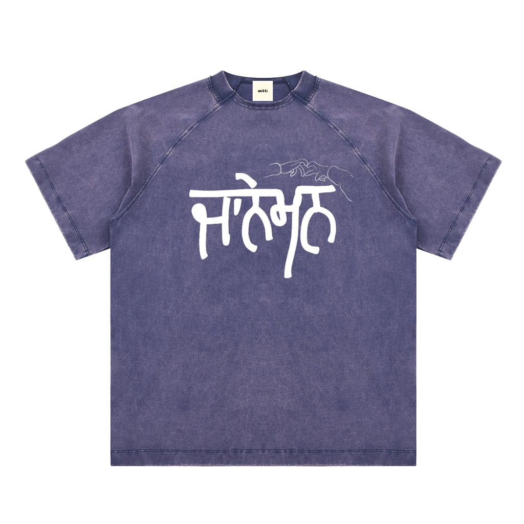 Jaaneman Vintage Washed Raglan Cotton T-Shirt