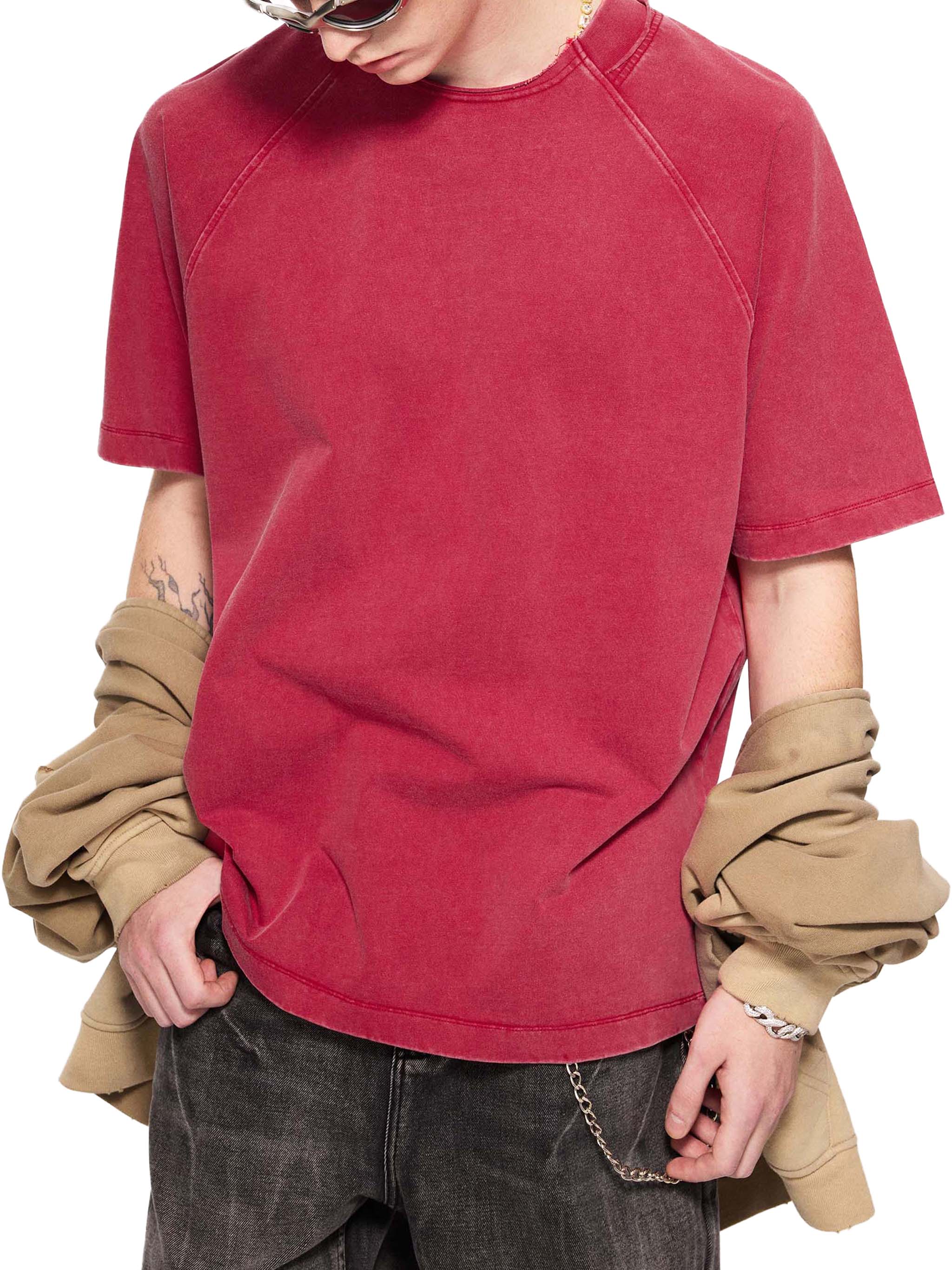 Jaaneman Vintage Washed Raglan Cotton T-Shirt