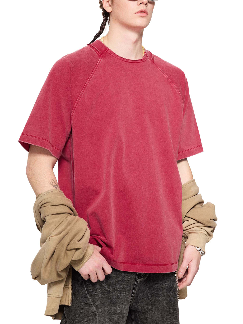 Jaaneman Vintage Washed Raglan Cotton T-Shirt