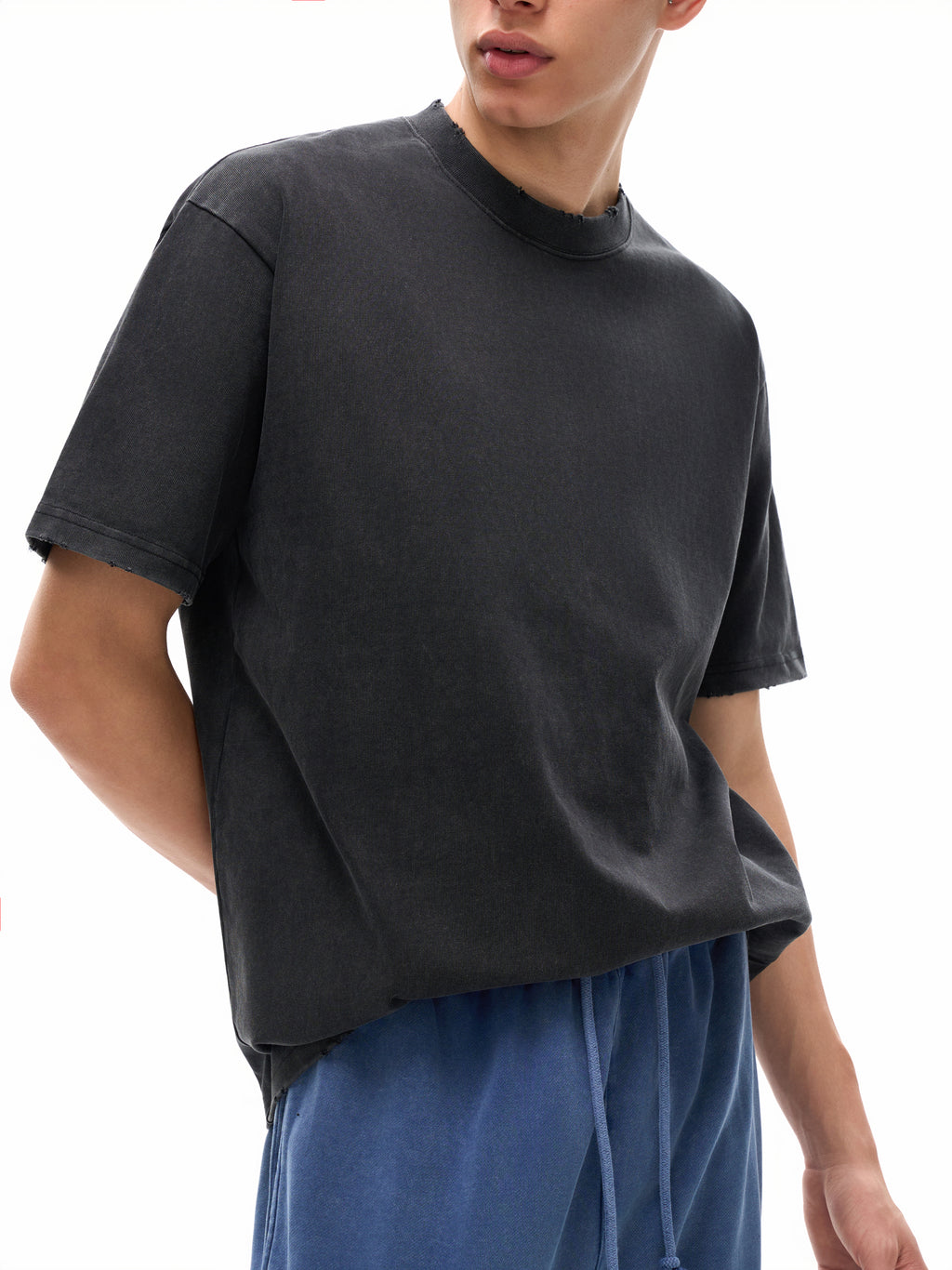 Karan Aujla Essential Vintage Washed Frayed T-Shirt