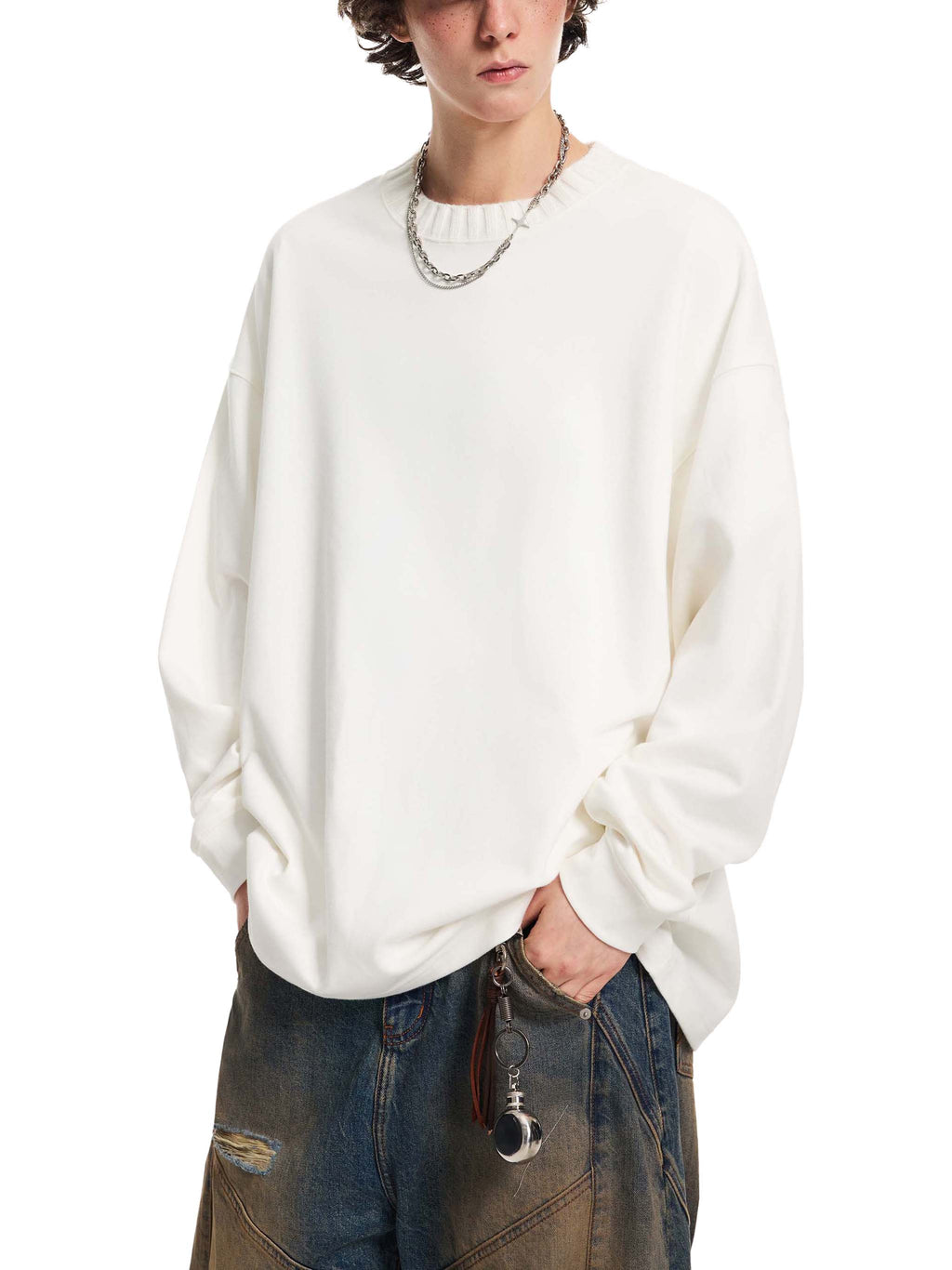 Haadi Sauni Knitted Round Neck Oversize Sweatshirt
