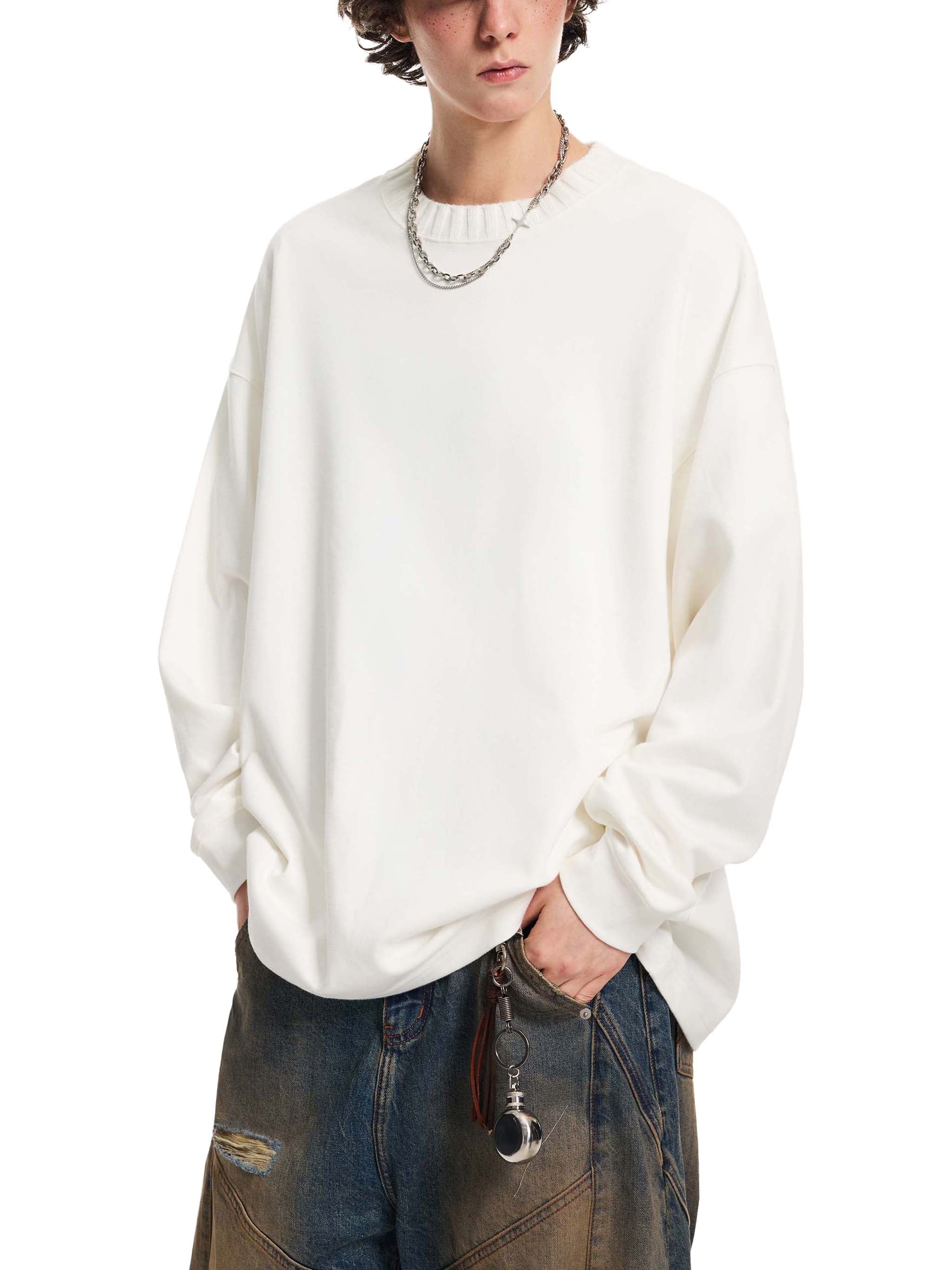 Haadi Sauni Knitted Round Neck Oversize Sweatshirt
