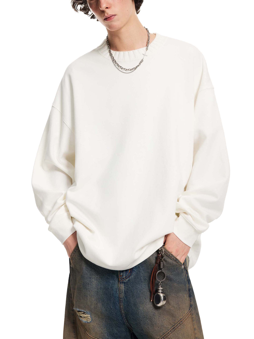 Haadi Sauni Knitted Round Neck Oversize Sweatshirt