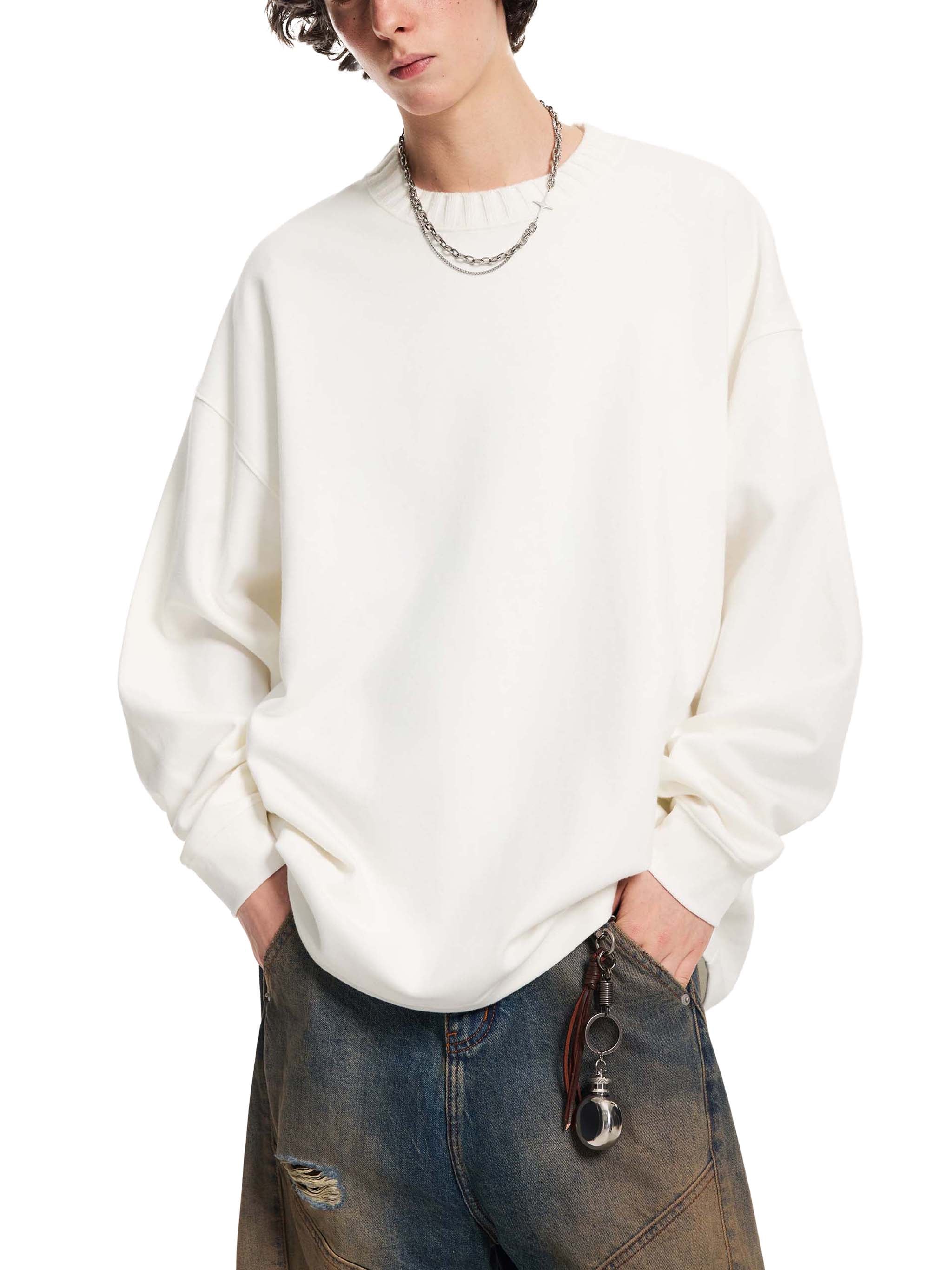 Haadi Sauni Knitted Round Neck Oversize Sweatshirt
